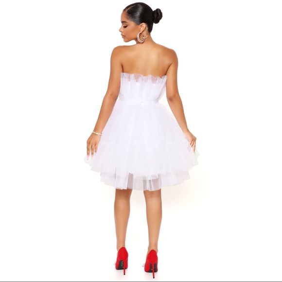Exclusive Tulle Mini Dress in White - Picture 6 of 10